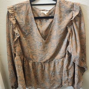 Mystic Brown and Silver Floral Blouse